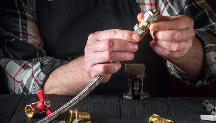 Repiping Connecting New Brass Fitting